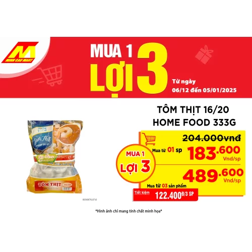 Tôm Thịt 16/20 Home Food 333G